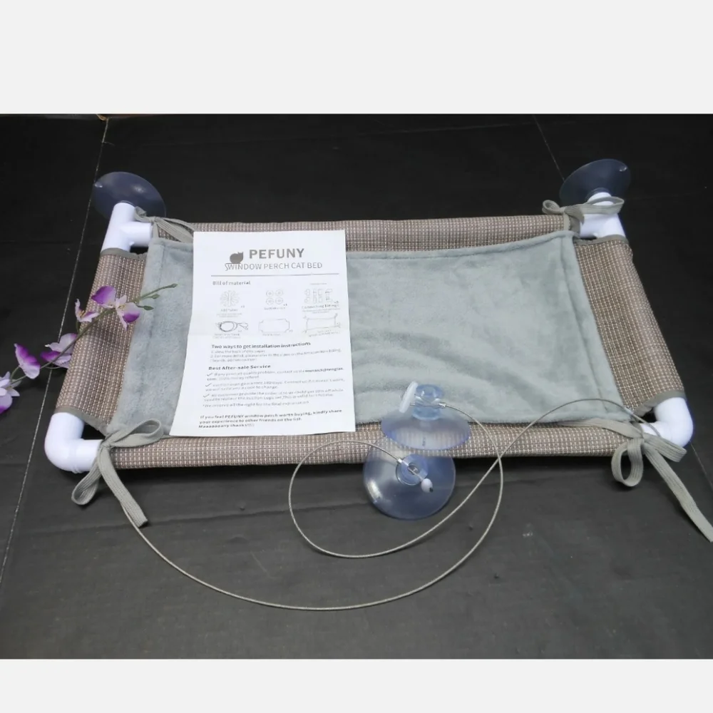 Cat Window Hammock Cat Window Suction Cup Window Perch ~ Beige /Grey